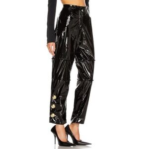 Daniele Carlotta Patent Pants Black Gold Button Patent IT 40 S NWT